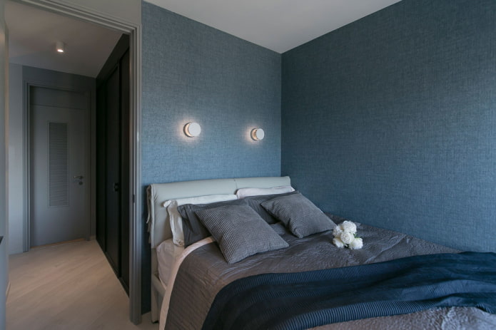 papel de parede azul no quarto