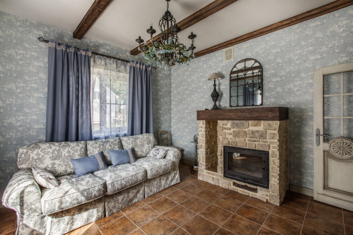 Sala de estar em estilo campestre