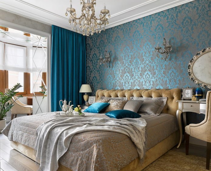 papel de parede turquesa no quarto