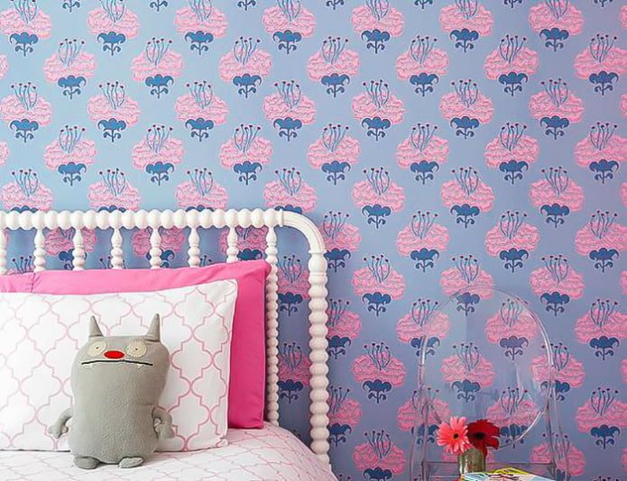 Papel de parede azul e rosa