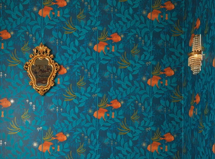 Papel de parede laranja e azul