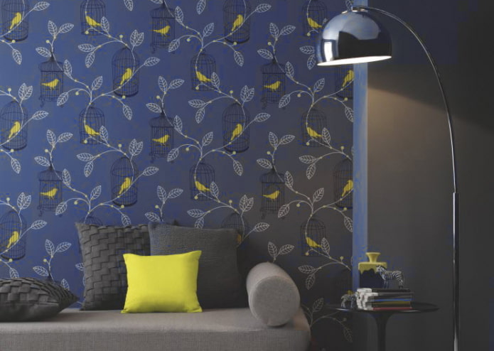Papel de parede amarelo e azul
