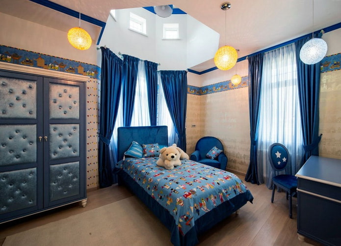 design de quarto infantil em tons de azul