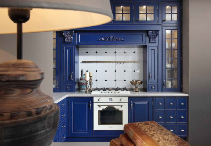 conjunto de cozinha azul