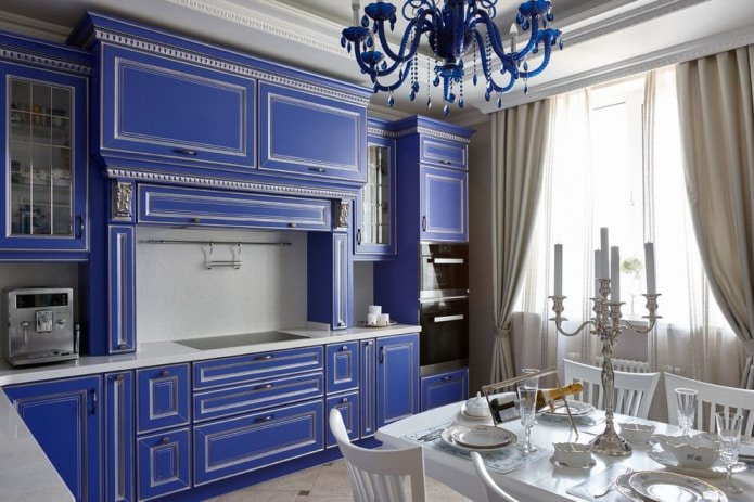 conjunto de cozinha azul