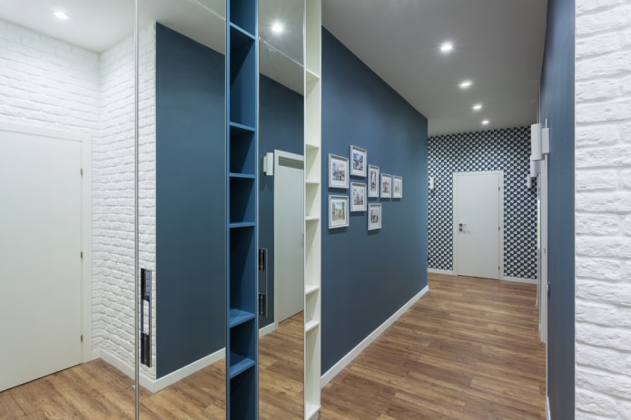 design de corredor moderno em branco e azul