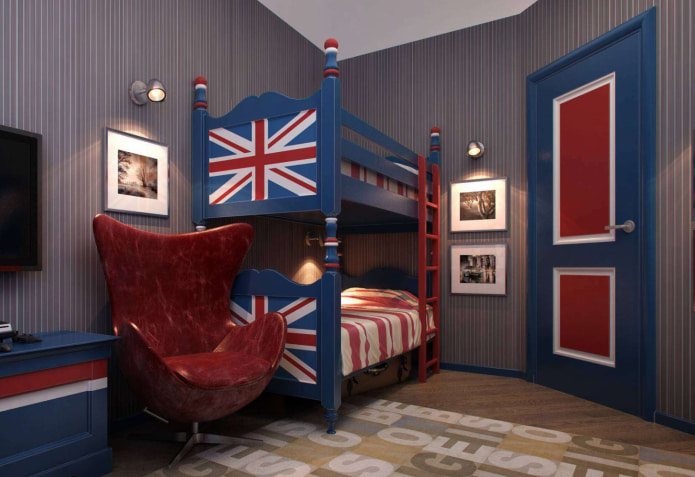 Quarto infantil azul-bordô