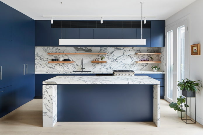 decoração de cozinha em tons de azul
