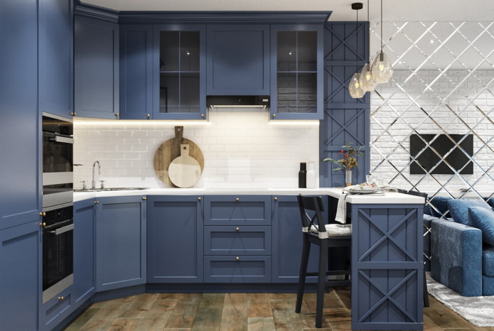 decoração de cozinha em tons de azul