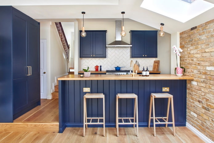 decoração de cozinha em tons de azul
