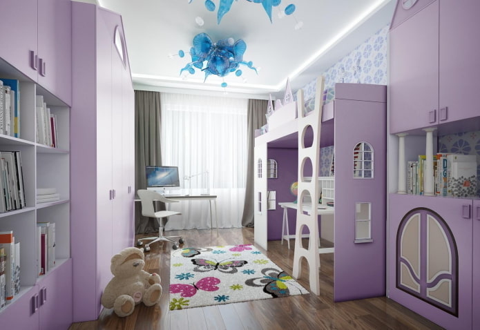 conjunto de quarto infantil lilás