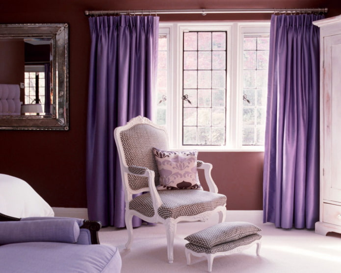 cortinas de cetim lilás