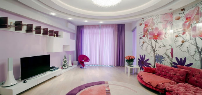 combinação de lilás e rosa no interior