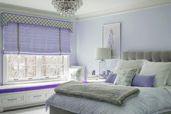 cortinas com uma combinação de lilás e cinza