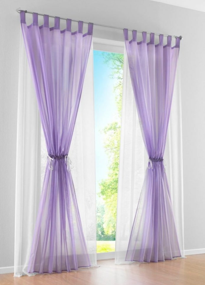 cortinas lilás com laços