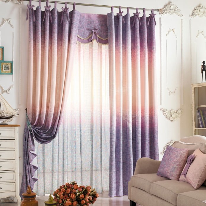 cortinas lilás com efeito ombré