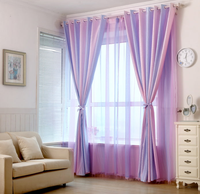 uma combinação de duas cores em Cortinas