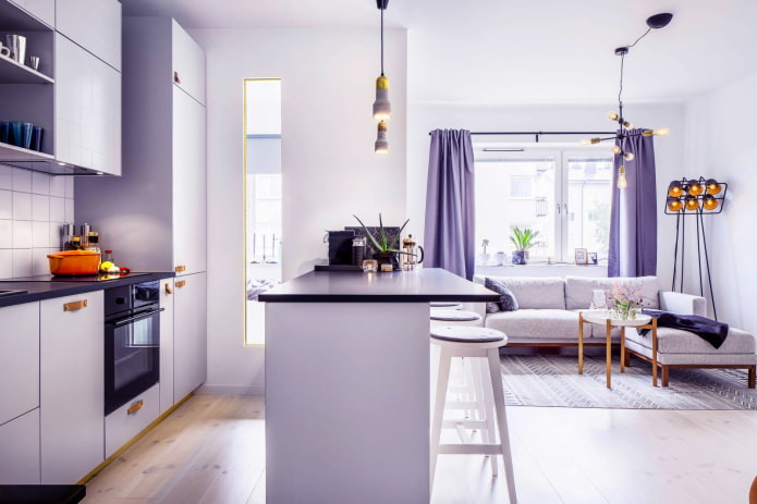 cortinas lilases em estilo moderno
