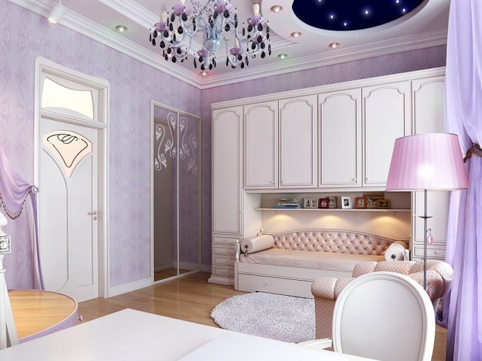 quarto de bebê lilás em estilo clássico
