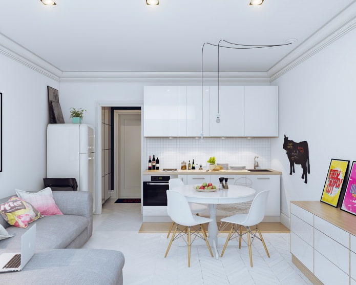 Design de interiores de um pequeno apartamento de 24 m².
