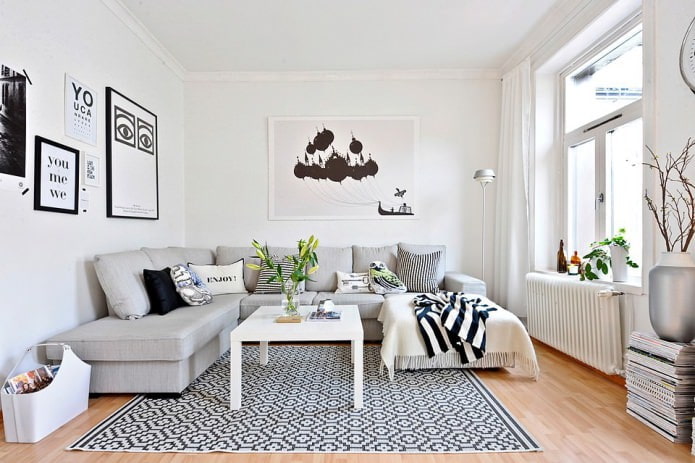 sala de estar em estilo escandinavo