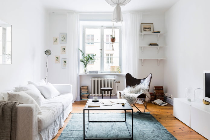 Sala de estar em estilo escandinavo