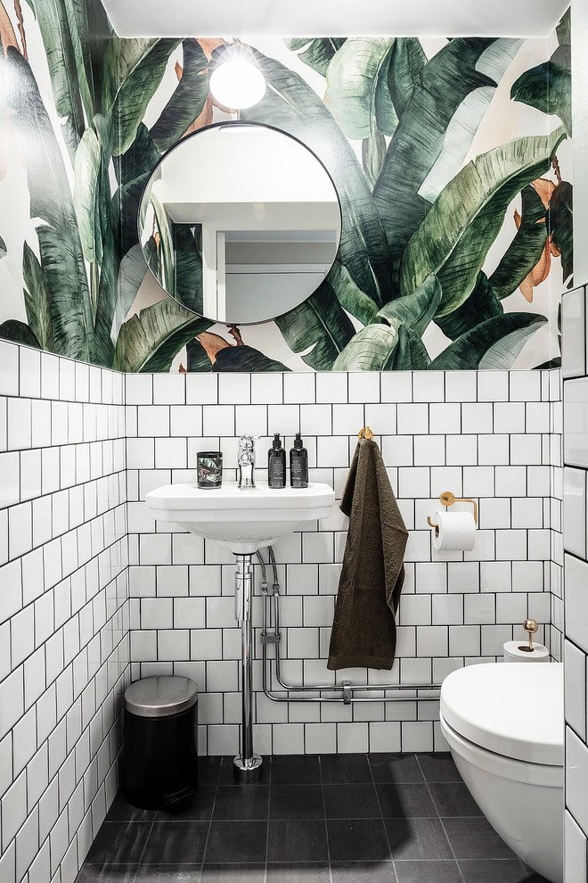 Banheiro em estilo escandinavo
