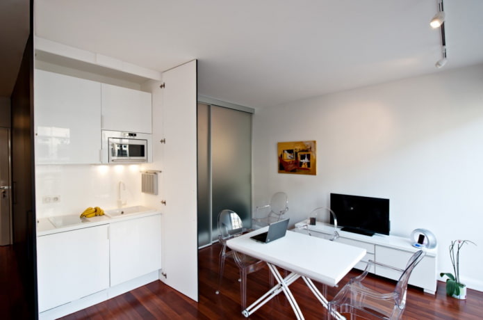 cozinha monobloco na sala de estar