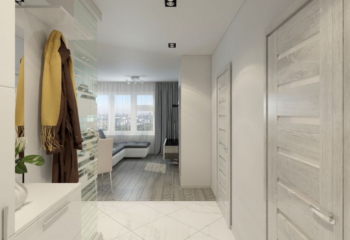 uma combinação de laminado e azulejos no interior