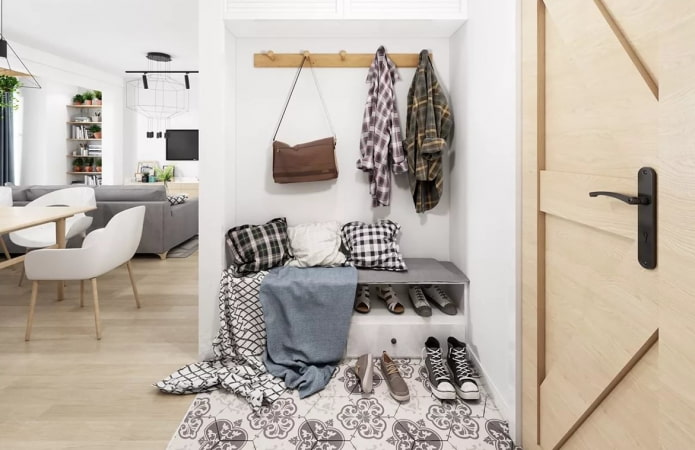 uma combinação de laminado e azulejos no estilo escandinavo
