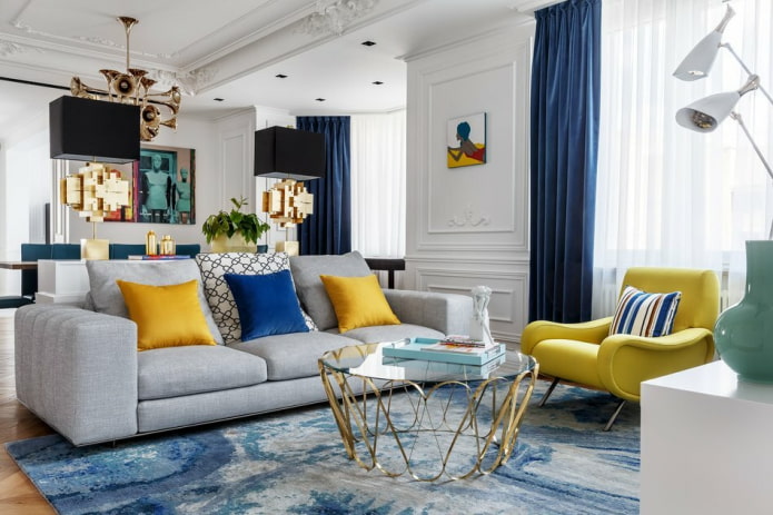 combinação de azul e amarelo