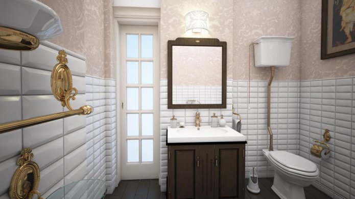 azulejos e papel de parede não tecido no banheiro