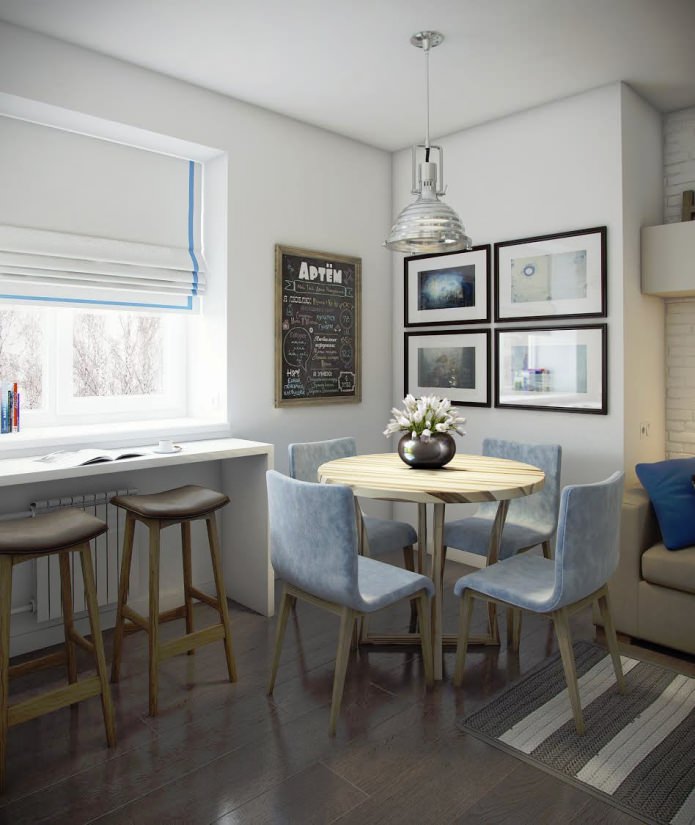design de cozinha e sala de estar 14,4 m².