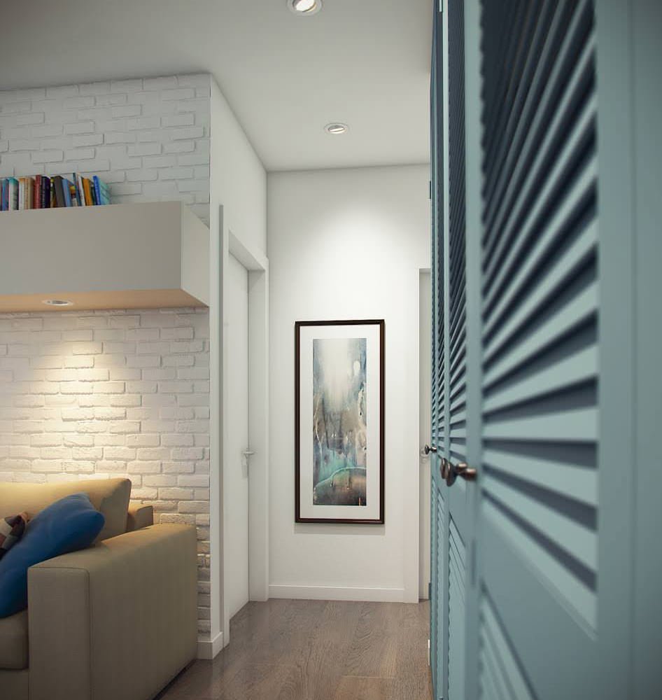 projeto de um apartamento de dois cômodos de 52 m².