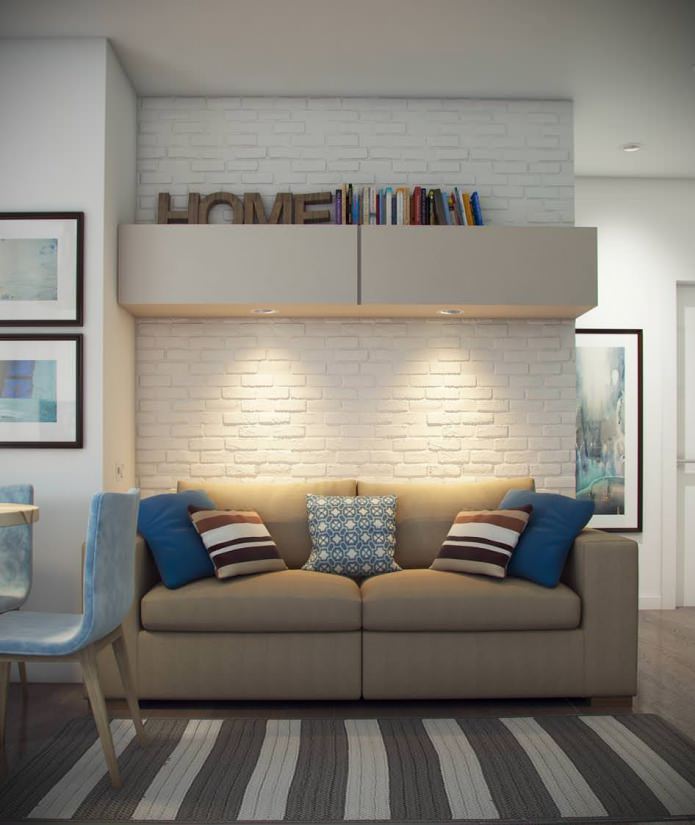 design de cozinha e sala de estar 14,4 m².