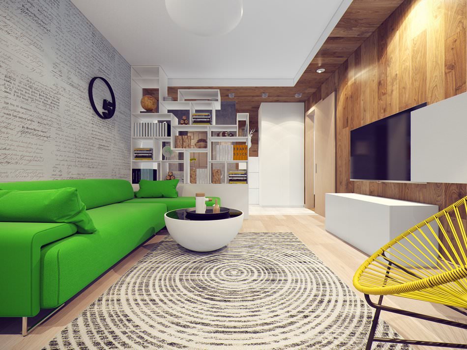 Sala de estar em um apartamento de dois quartos