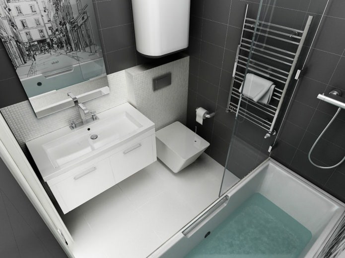 projeto de banheiro em um apartamento de um cômodo de 45 m².