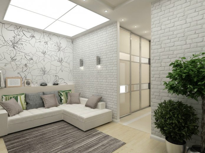 projeto de um apartamento de um cômodo com 45 metros quadrados.