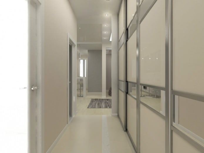 projeto de corredor em um apartamento de um cômodo de 45 m².