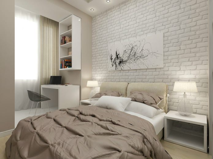 projeto de um quarto em um apartamento de um cômodo de 45 m².