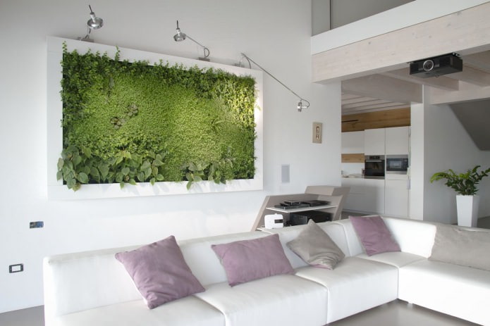 Interior da sala de estar em estilo ecológico