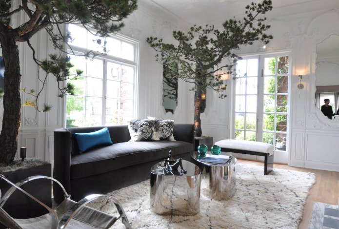 Interior da sala de estar em estilo ecológico