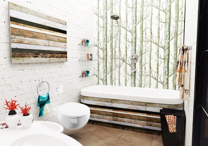 Interior do banheiro em estilo ecológico