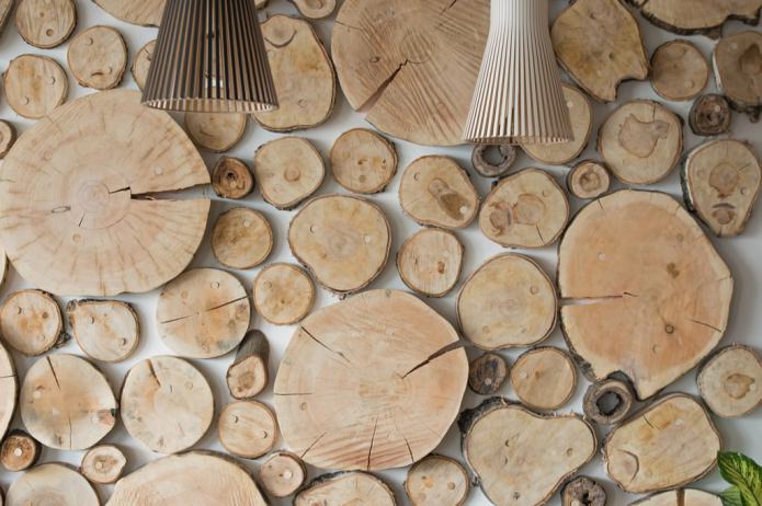 decoração de parede em estilo ecológico com cortes
