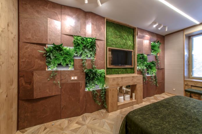 Estilo ecológico no interior de um quarto moderno