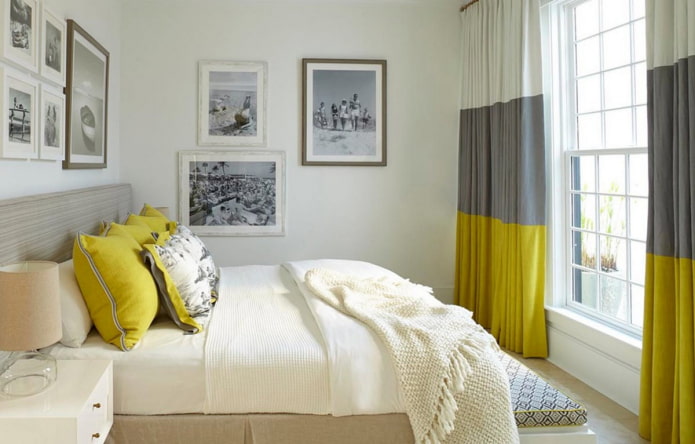 Quarto claro com decoração amarela