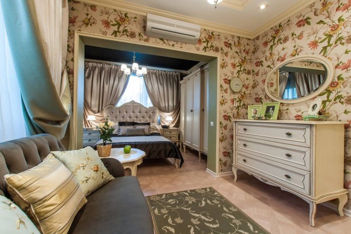 interior de quarto e sala de estar em estilo provençal