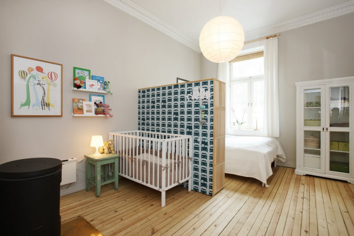 zoneamento funcional de um quarto e quarto infantil combinados