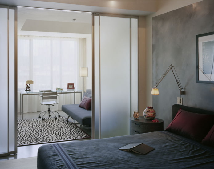 zoneamento funcional de um quarto e berçário combinados