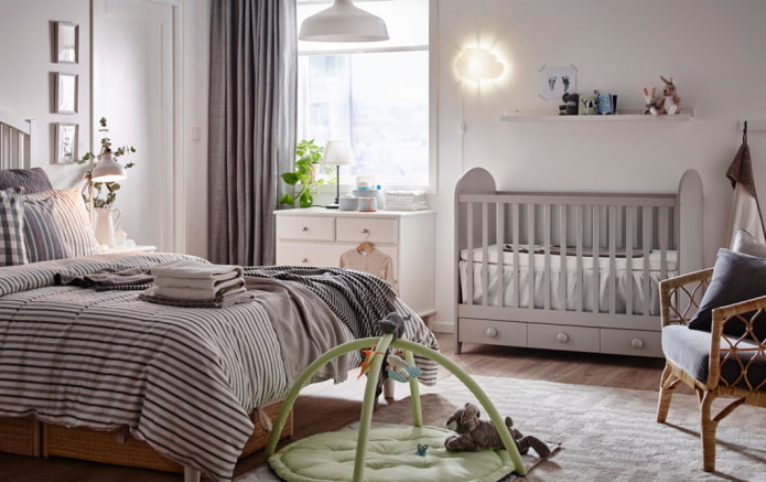 arranjo de móveis no interior de um quarto infantil